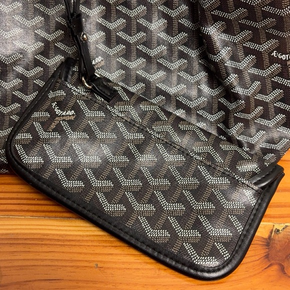 FAUX GOYARD SAINT LOUIS PM TOTE - BLACK GOYARDINE - Picture 12 of 16